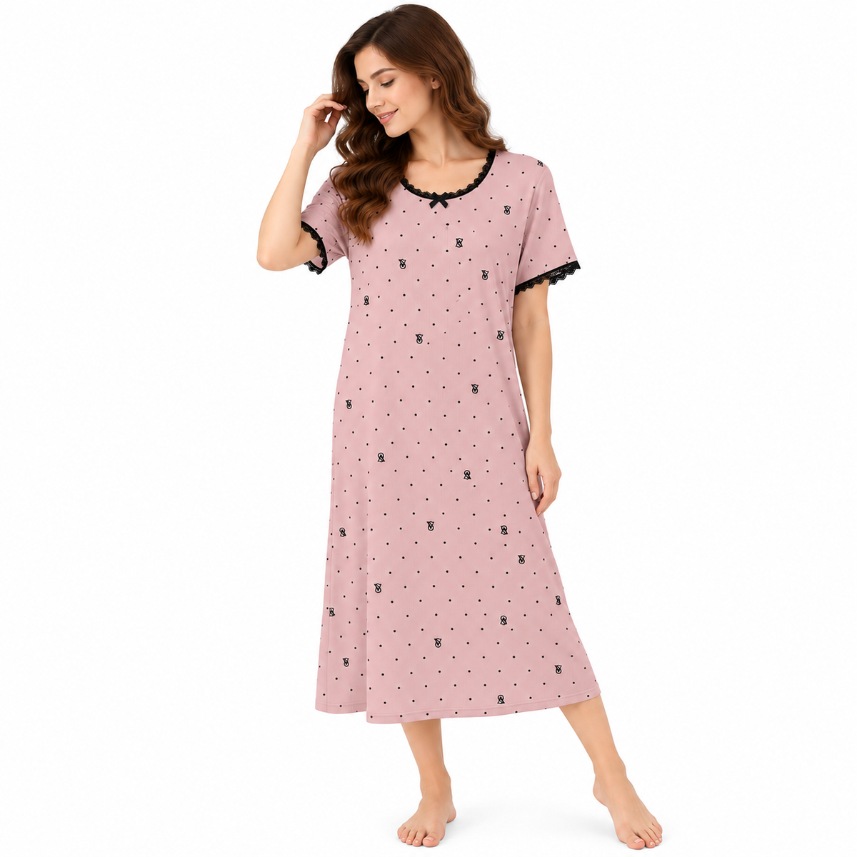 DOTTED LACY PJ SET-PURPLE