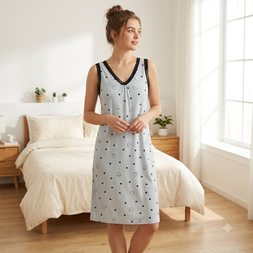 ICESILK V NECK SHORTY-SL-HEART HAPPY DAY-GREEN