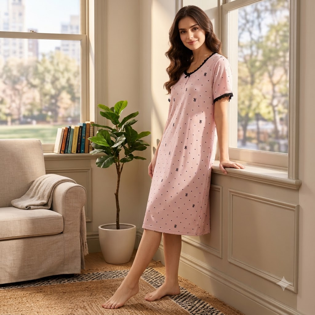 DOTTED LACY PJ SET-PINK
