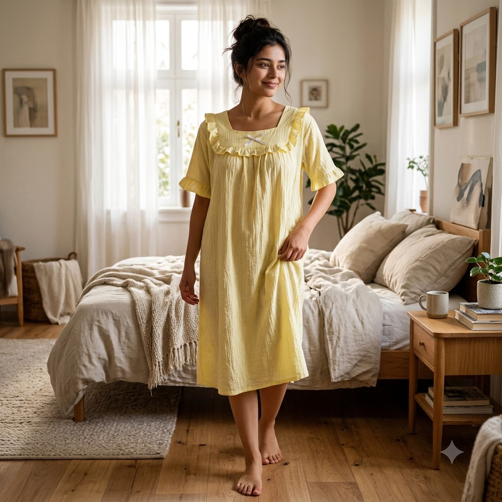 PLAIN COTTON SHORTY-LEMON YELLOW