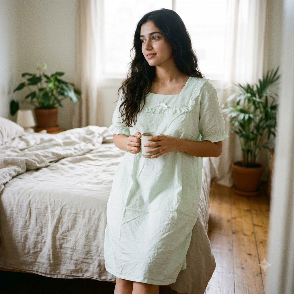PLAIN COTTON SHORTY-MINT KERALA