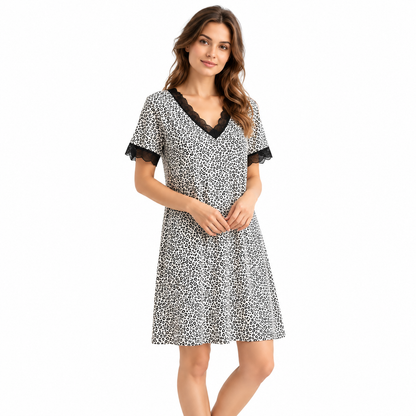 ICE SILK V NECK SHORTY-2  ANIMAL PRINT SMALL