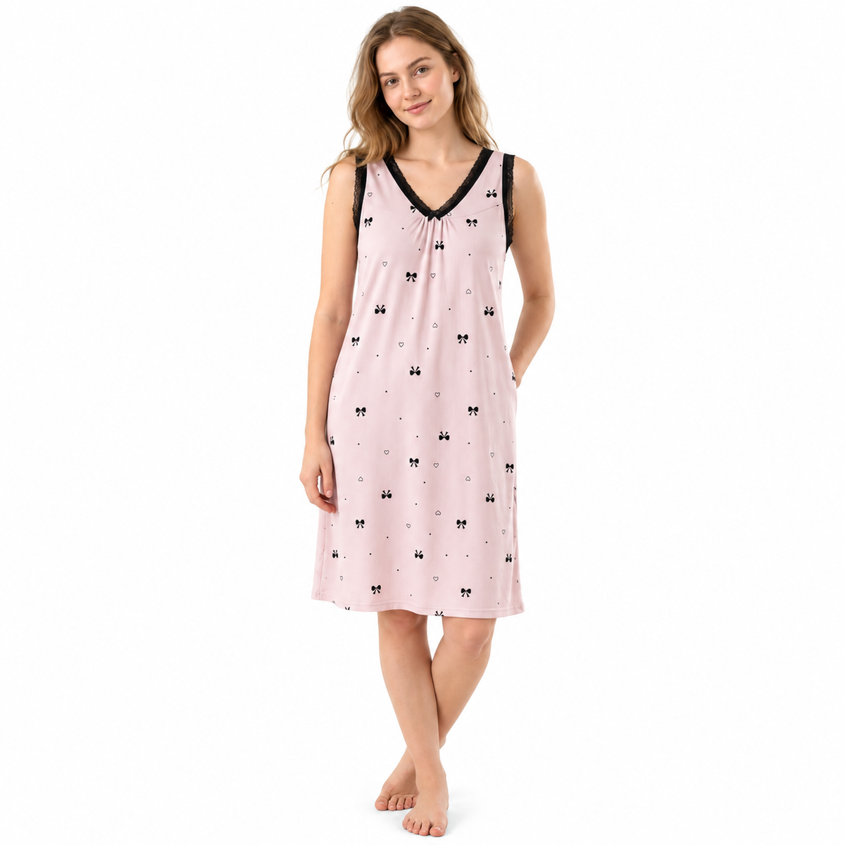 ICESILK V NECK SHORTY-SL-BOW WITH HEART -PURPLE