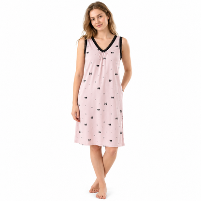 ICESILK V NECK SHORTY-SL-BOW WITH HEART -PURPLE