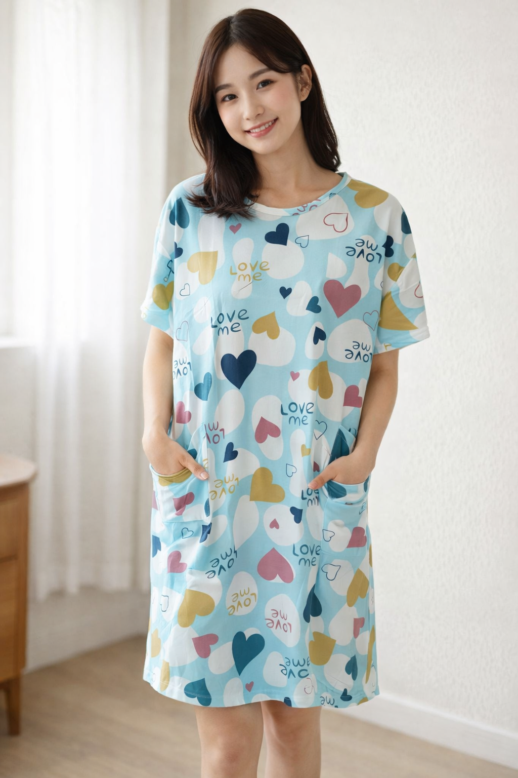 Sweetheart Sky Blue Night Dress