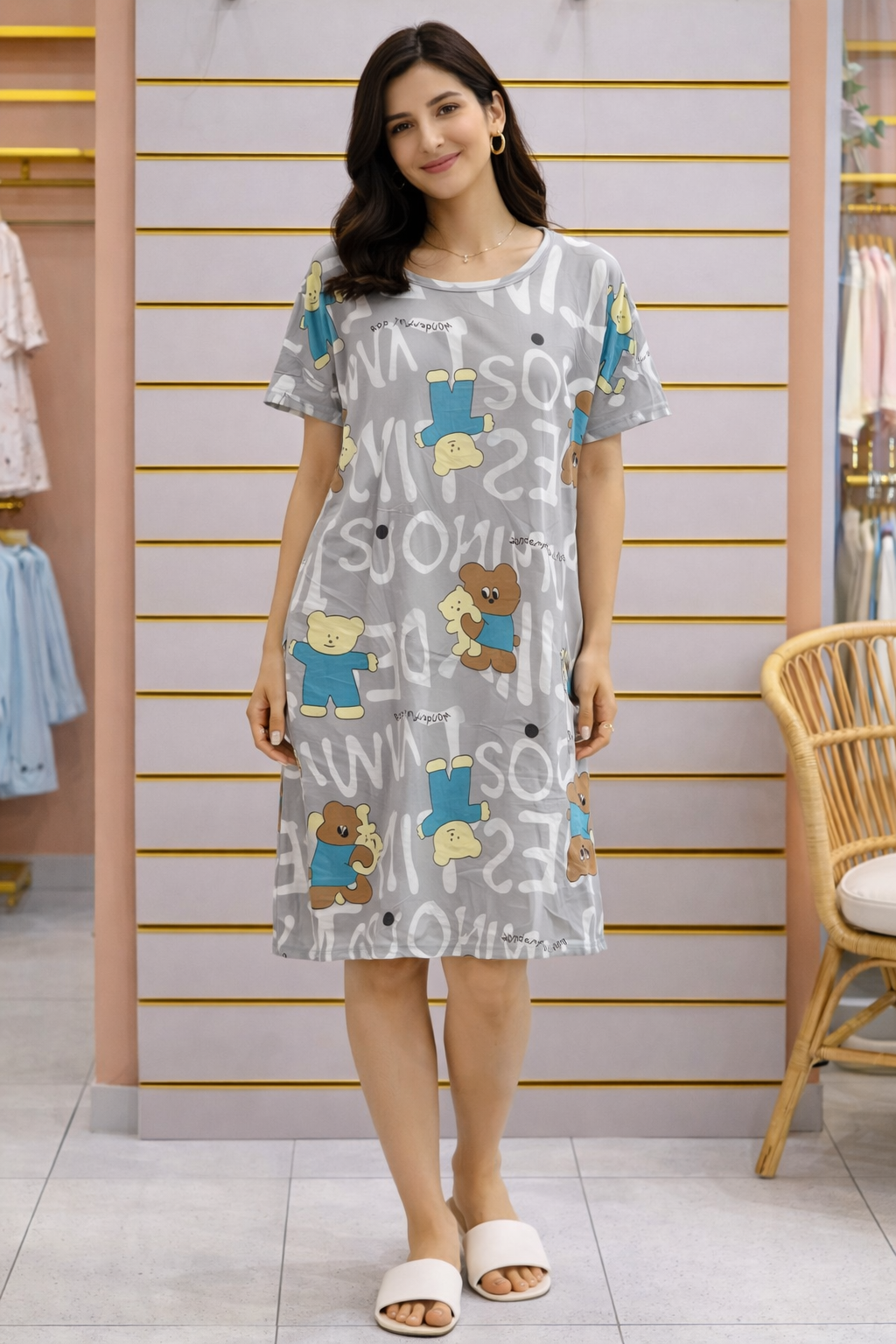 Cozy Teddy Grey Night Dress