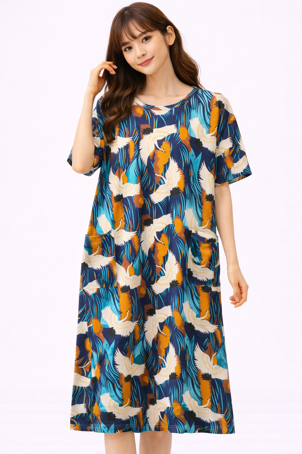 Tropical Crane Comfort Night Dress