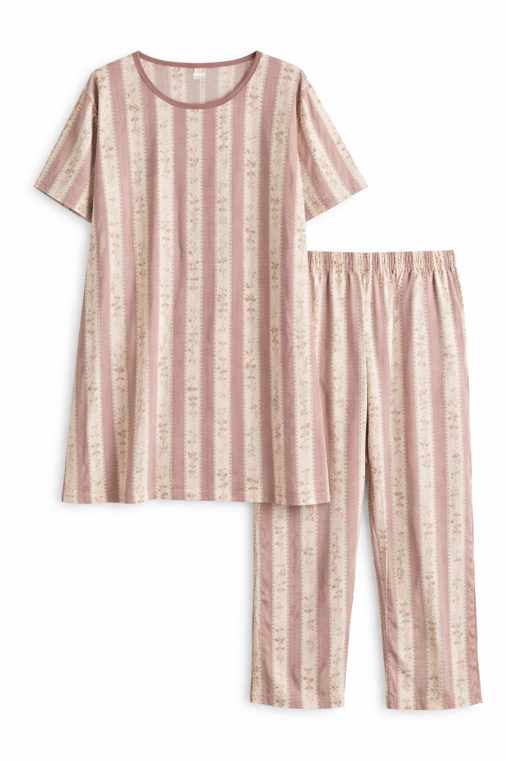 Vintage Stripe Floral Nightwear Set