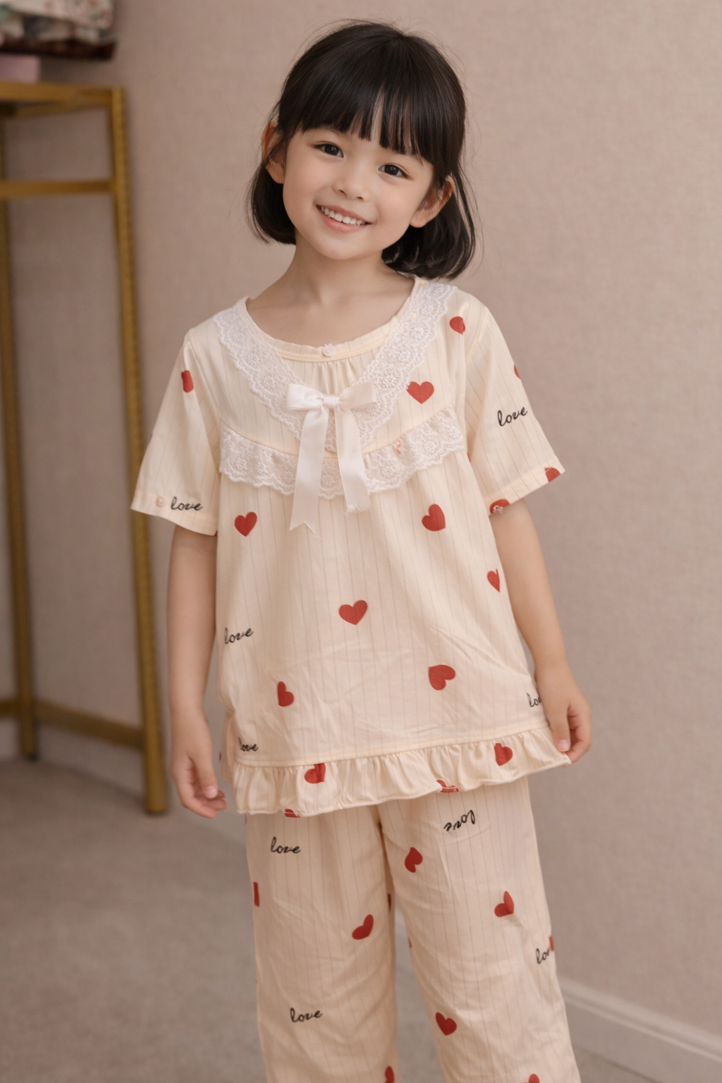 Sweet Love Hearts Kids Nightwear Set