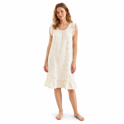 ROUND NECK COTTON SHORTY-STAR LOVE CREAM