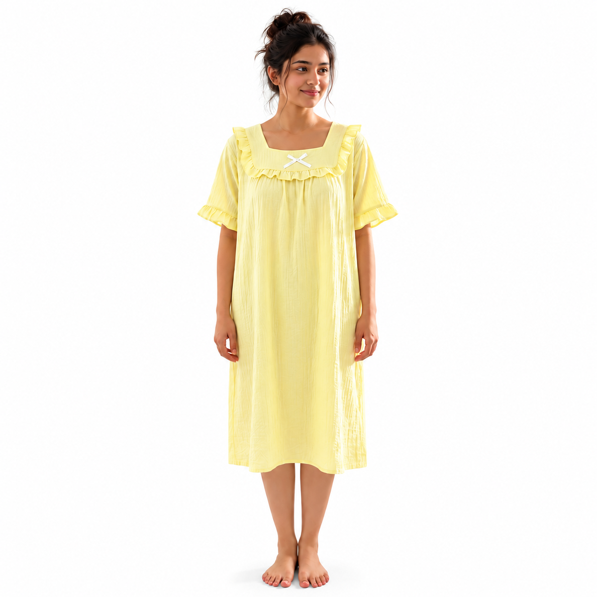 PLAIN COTTON SHORTY-LEMON YELLOW