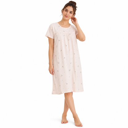 COTTON SHORT NIGHTY-SMILEY PINK