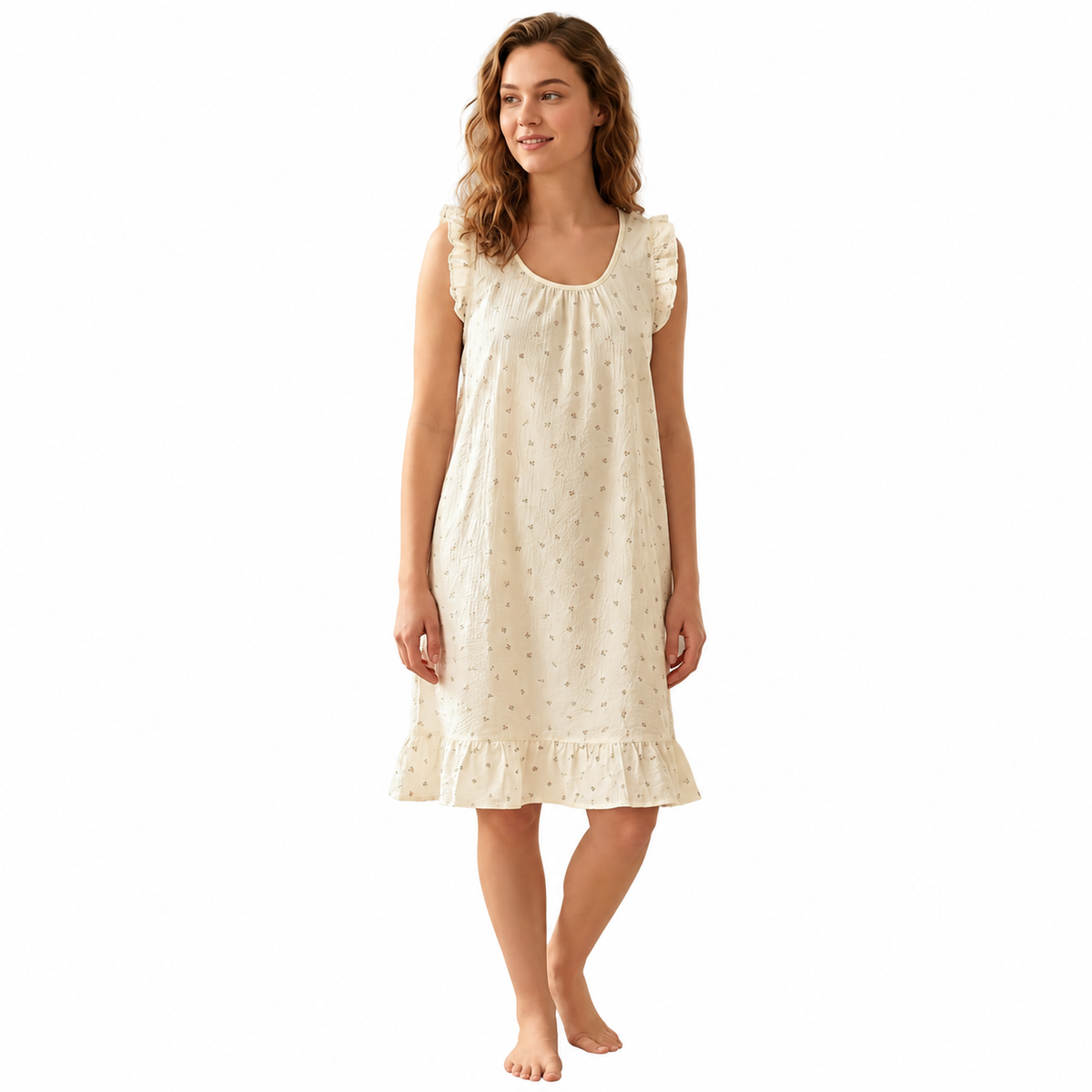 ROUND NECK COTTON SHORTY-HEART BUTTER YELLOW