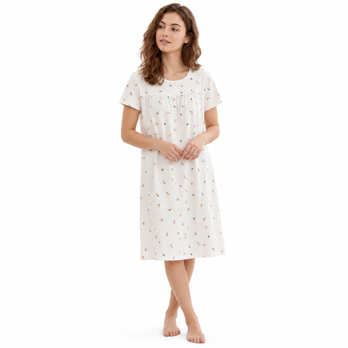 COTTON SHORT NIGHTY-PINK ROSE
