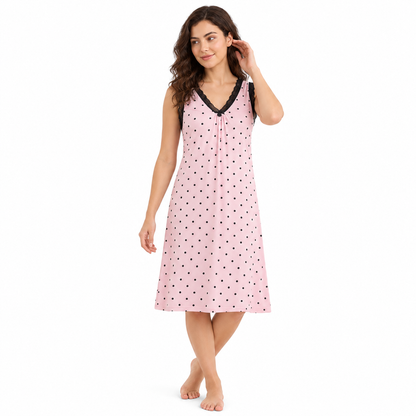 ICESILK V NECK SHORTY-SL-DOTTED-PINK