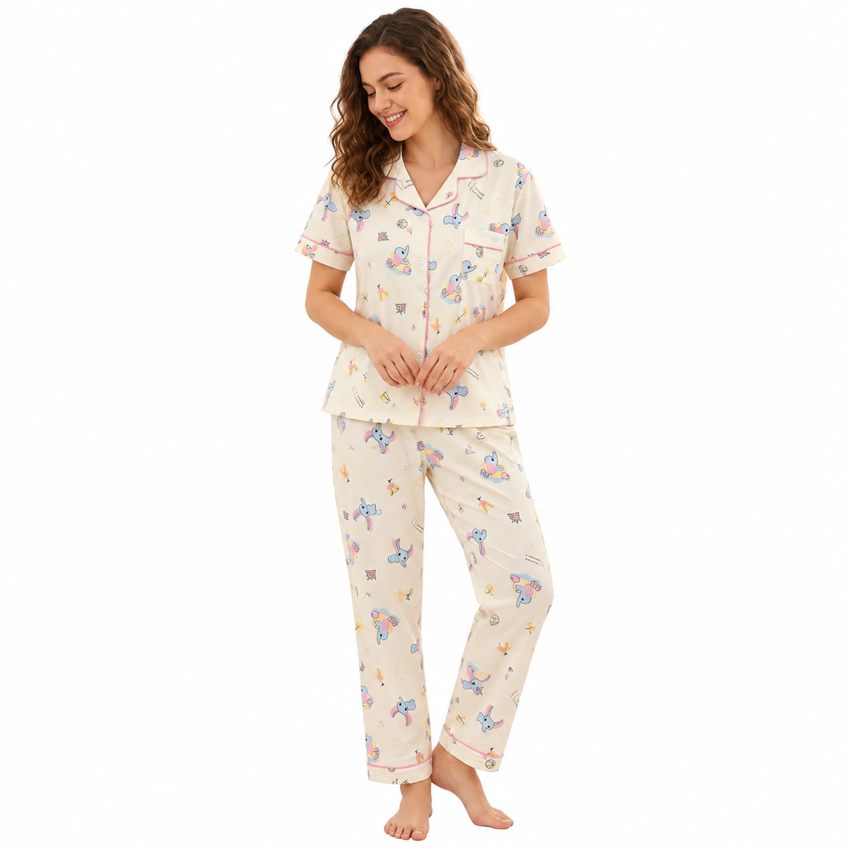 PJ SET WITH SHORTS-MIMU PRINT CREAM