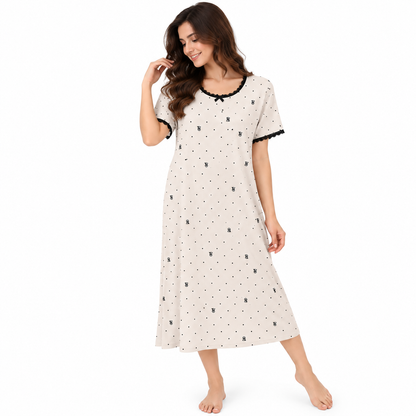 DOTTED LACY PJ SET-CREAM
