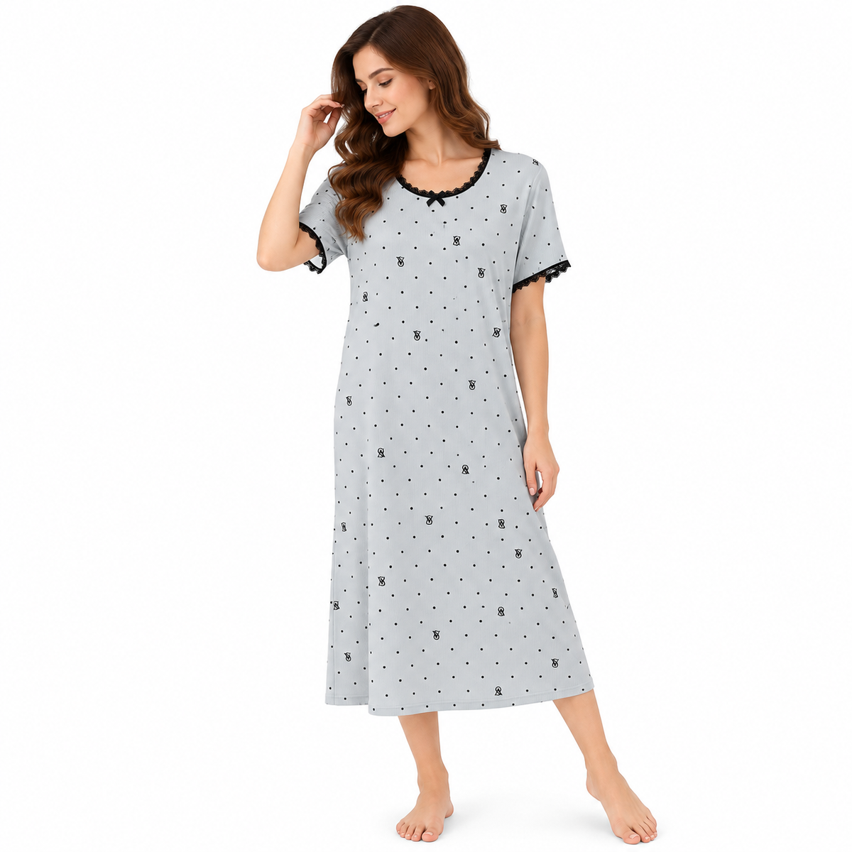 DOTTED LACY PJ SET-GREEN