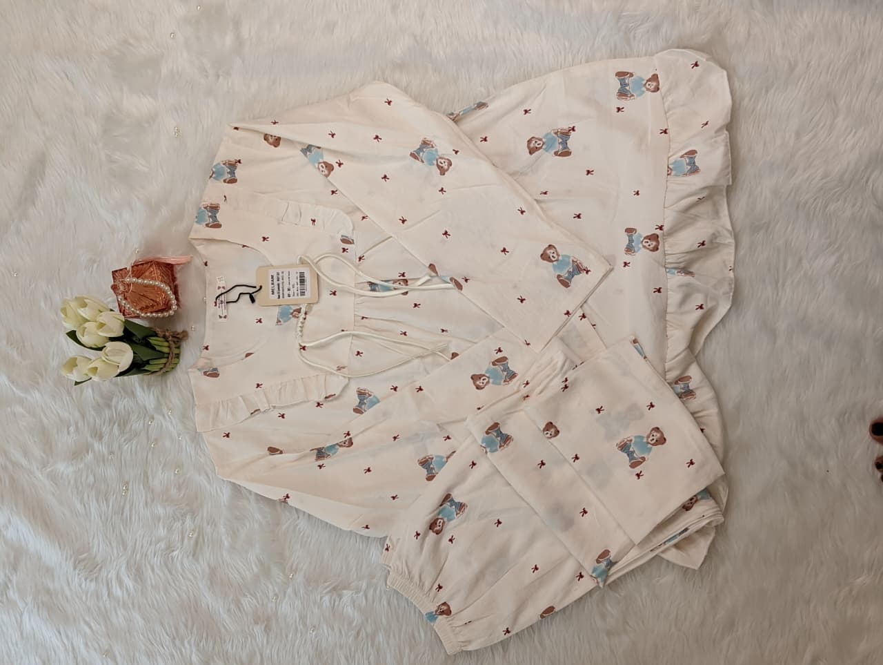 Teddy Snuggle Frill Night Top