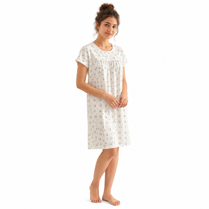 COTTON SHORT NIGHTY-BOW WHITE