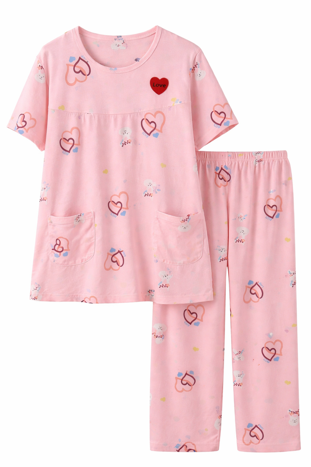 Sweet Love Heart Print Night Suit