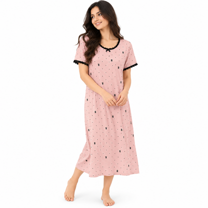 DOTTED LACY PJ SET-PINK