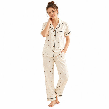 COTTON PJ SET WITH SHORTS-MUFFINS PRINT