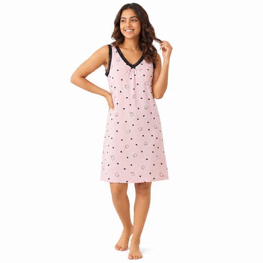 ICESILK V NECK SHORTY-SL-HEART HAPPY DAY-PURPLE-NSLF