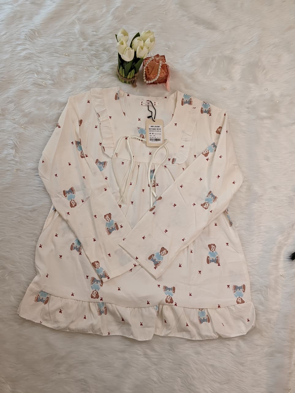 Teddy Snuggle Frill Night Top