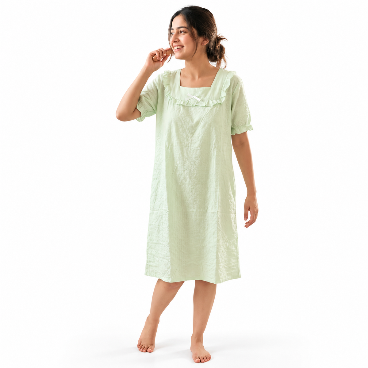 PLAIN COTTON SHORTY-MINT KERALA