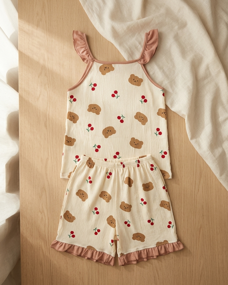 BEAR & CHERRY 2 PCS -BROWN