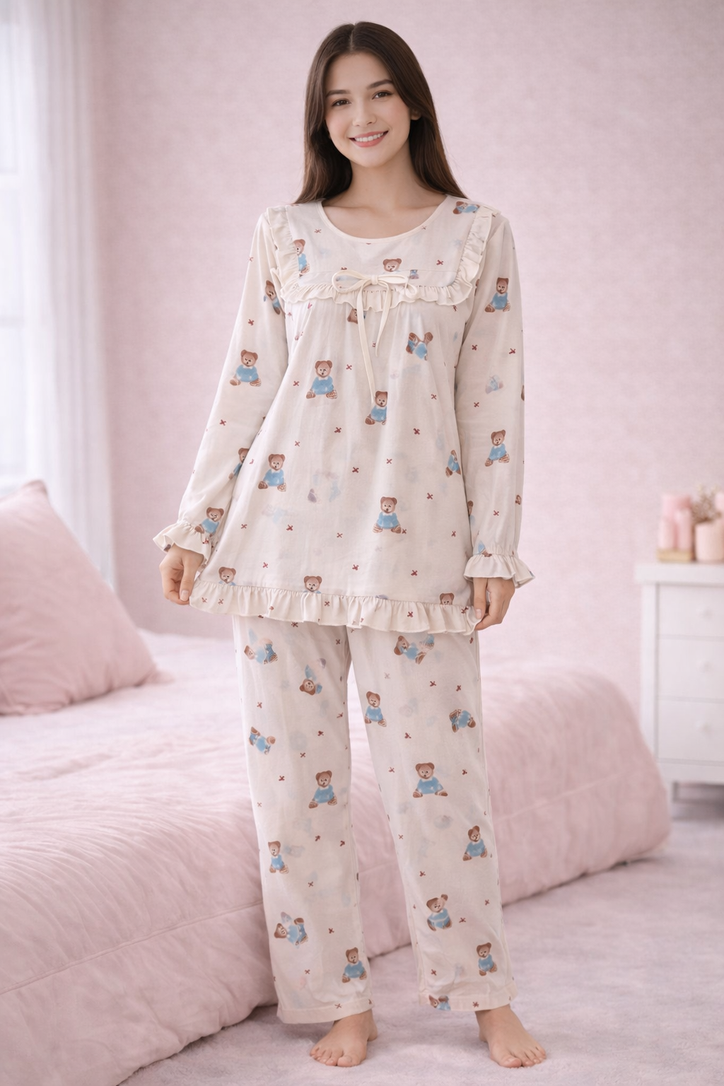 Teddy Snuggle Frill Night Top