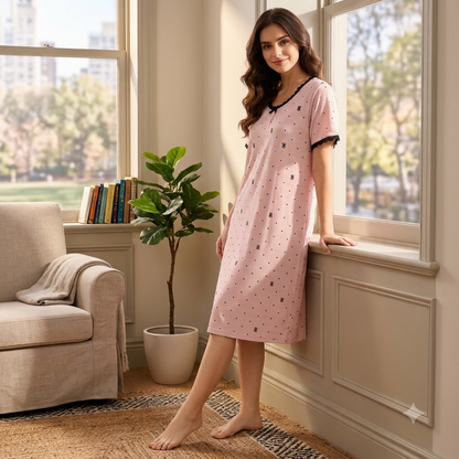DOTTED LACY PJ SET-PINK