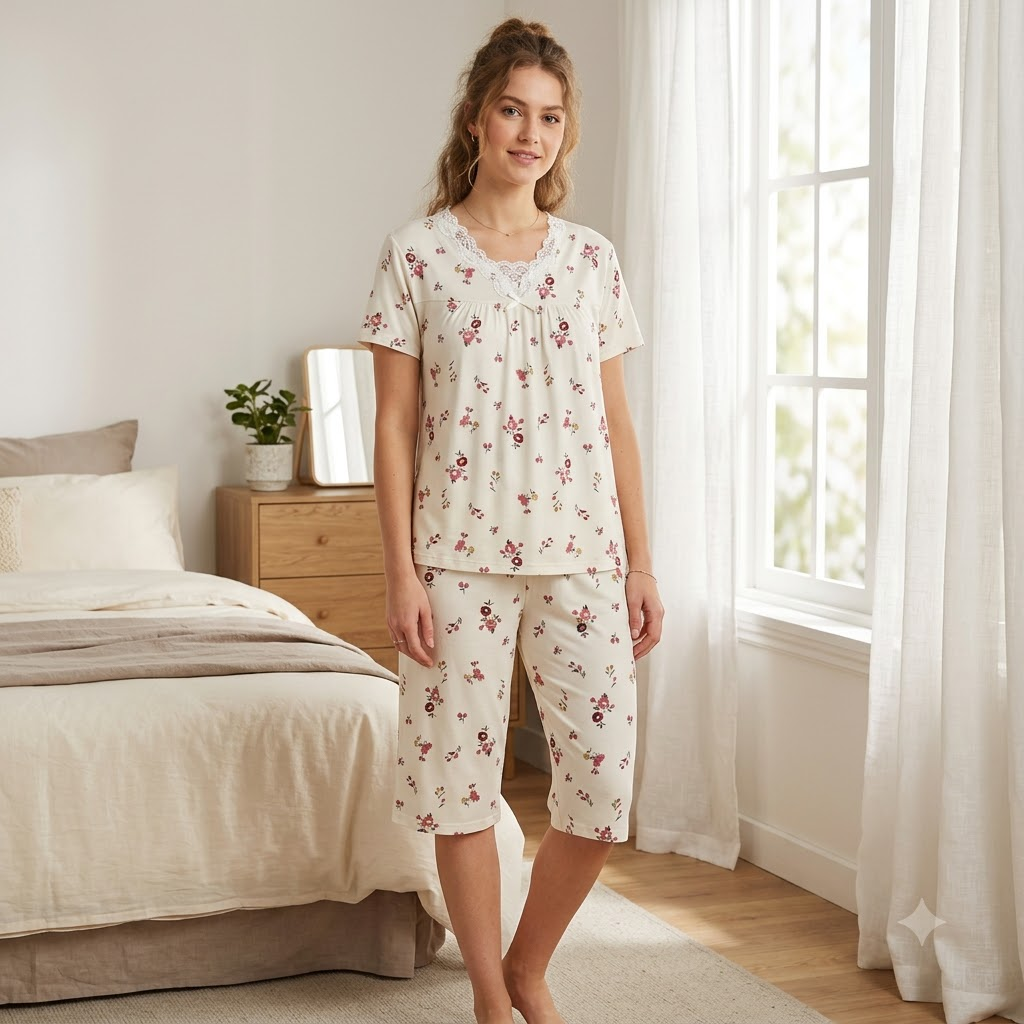 CREPE CAPRI SET-FLOWER WHITE