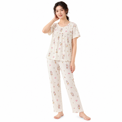CREAM PJ SET-RABBIT