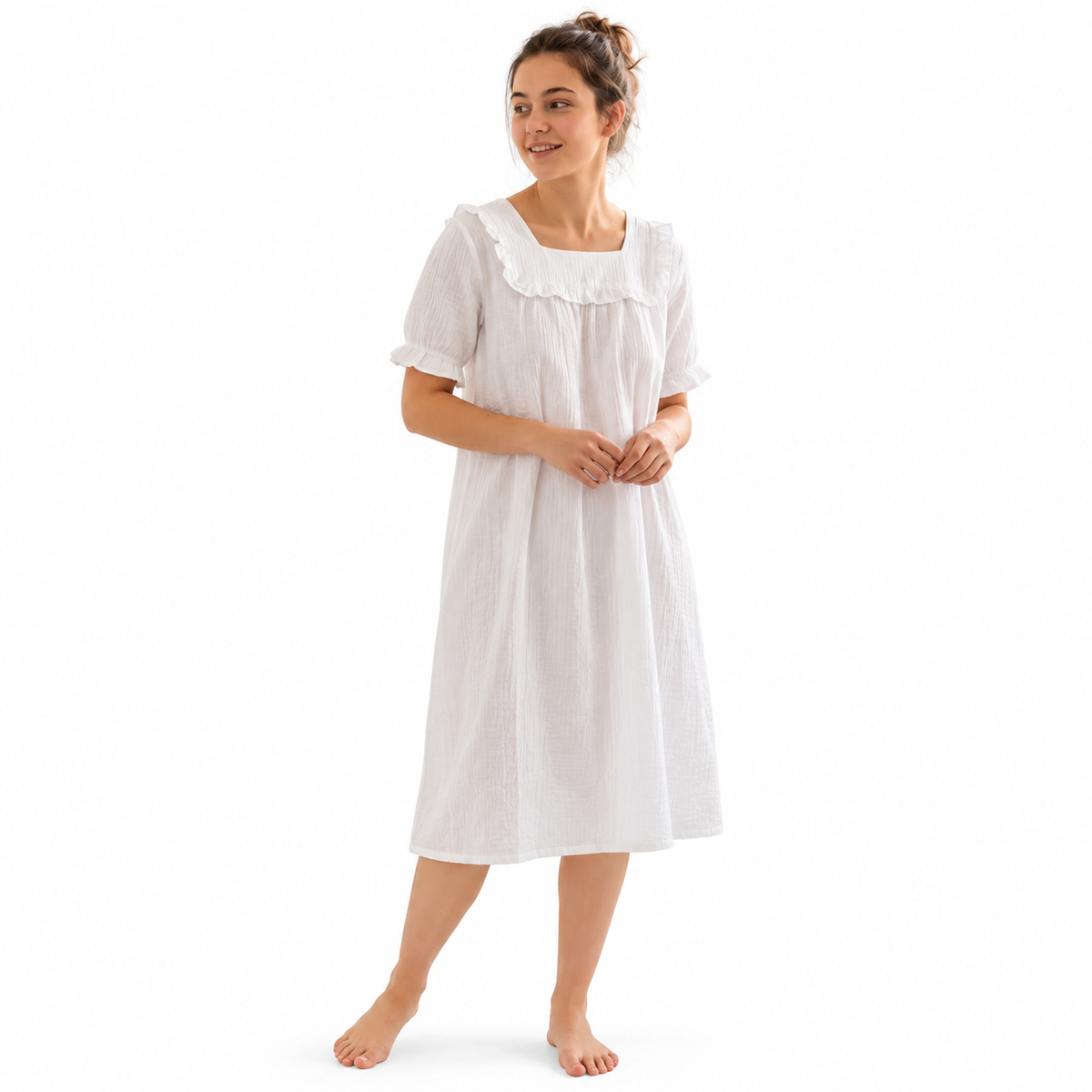 PLAIN COTTON SHORTY-WHITE-F-PH