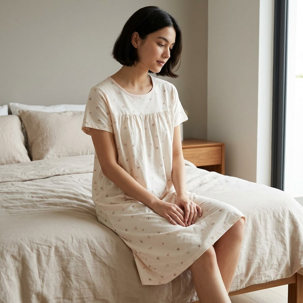 COTTON SHORT NIGHTY-BOW BEAR PINK