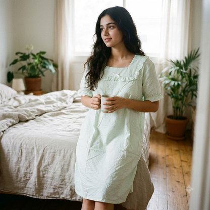PLAIN COTTON SHORTY-MINT KERALA