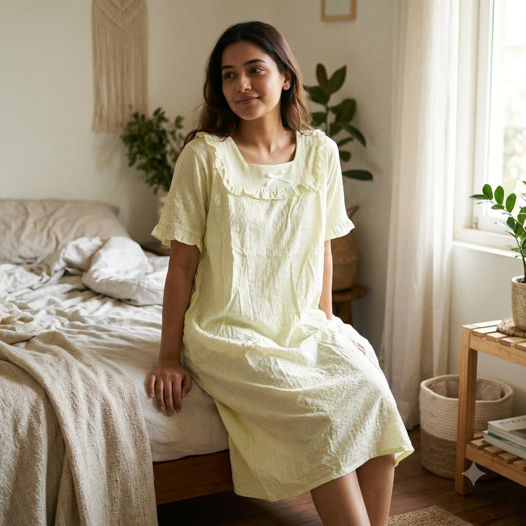 PLAIN COTTON SHORTY-BUTTER YELLOW