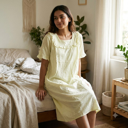 PLAIN COTTON SHORTY-BUTTER YELLOW