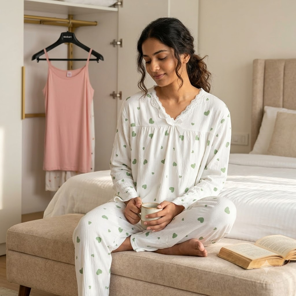 CREPE PJ SET-BOW CREAM