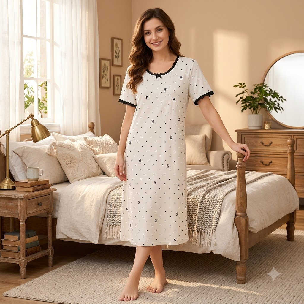DOTTED LACY PJ SET-CREAM