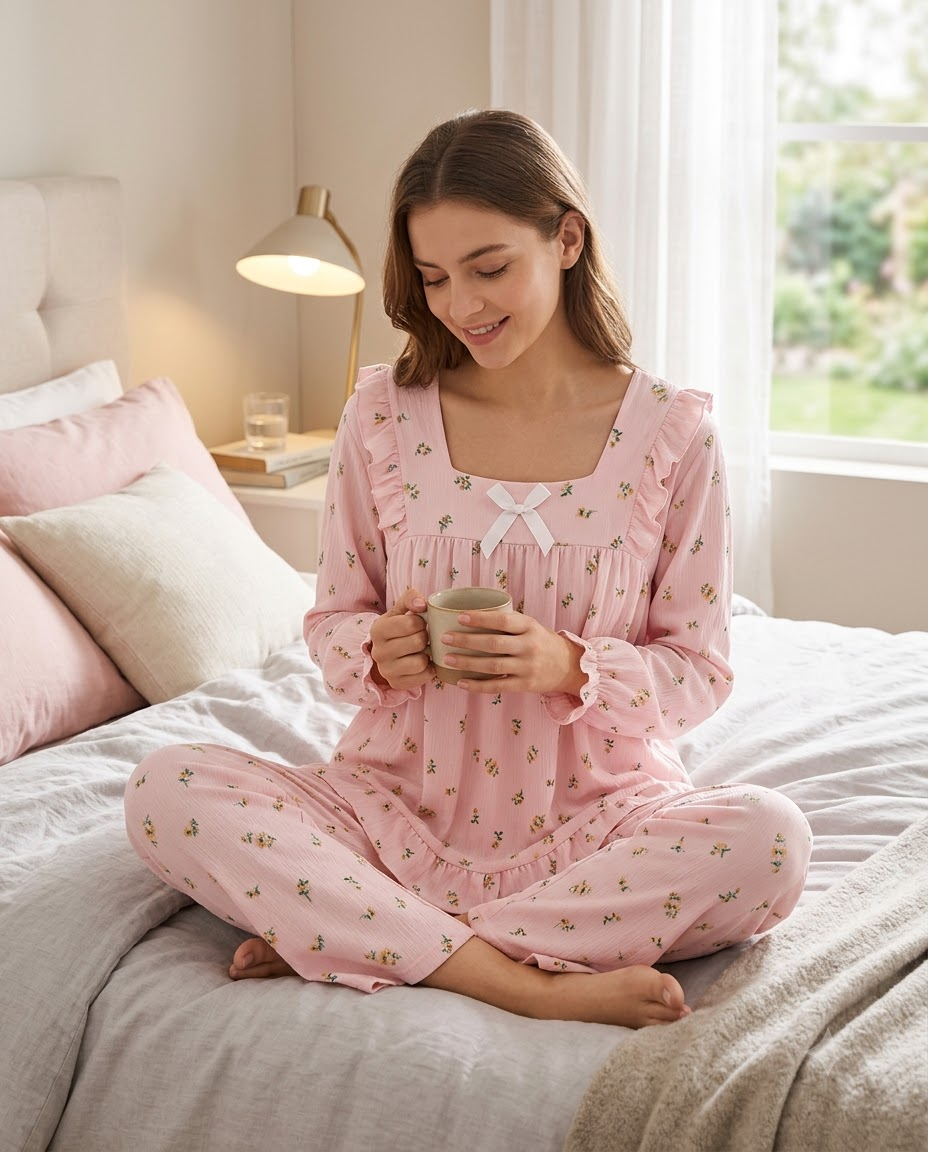 PJ SET SQUARE NECK FS-FLOWER