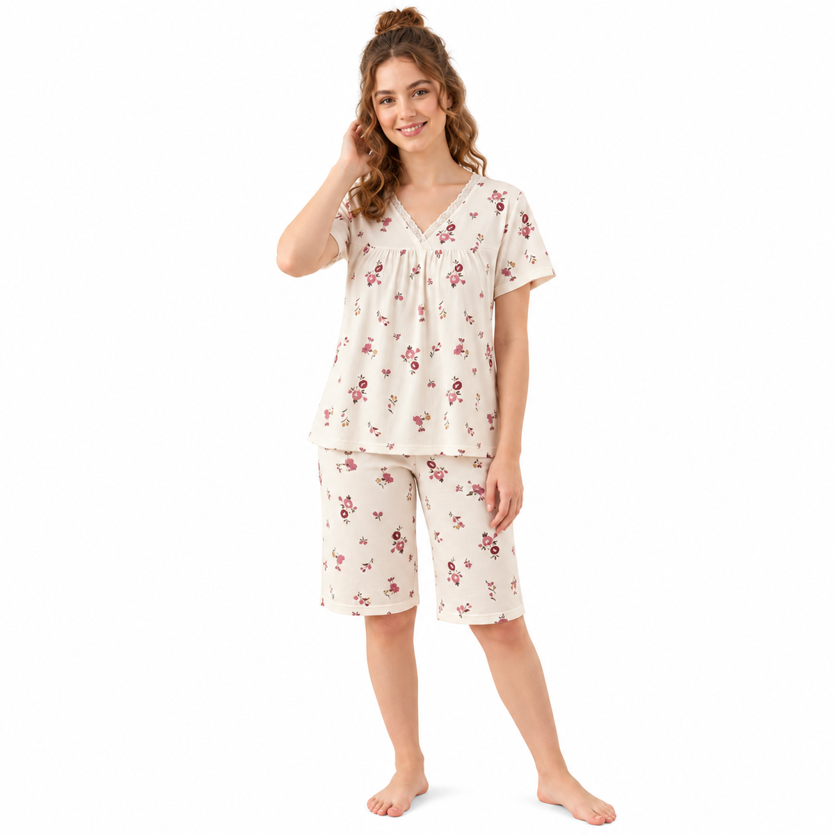 CREPE CAPRI SET-FLOWER WHITE
