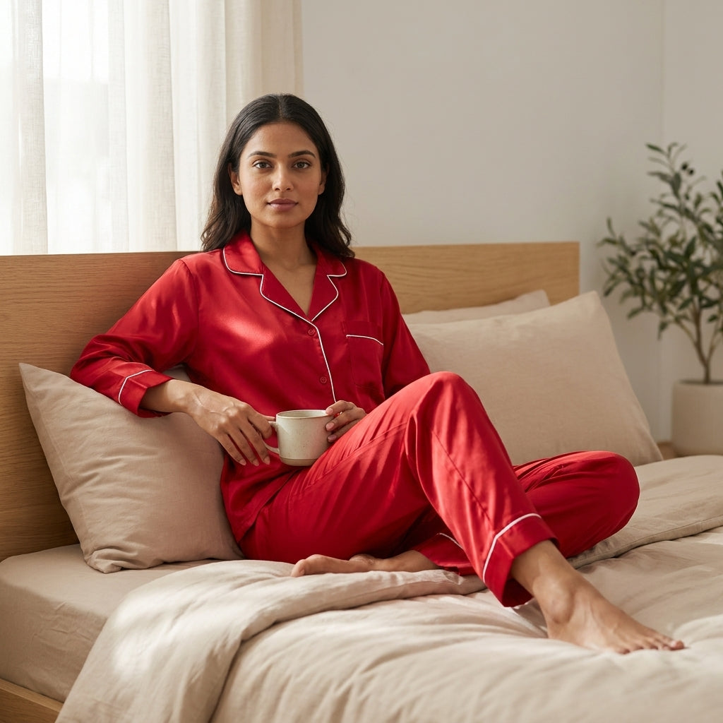 SATIN PLAIN-D.RED
