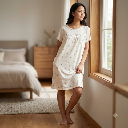 COTTON SHORT NIGHTY-FOOT PRINT BEAR