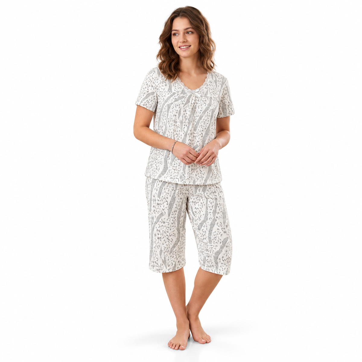 CREPE CAPRI SET-ANIMAL PRINT WHITE