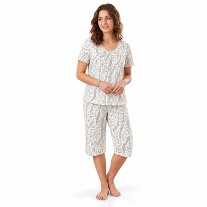CREPE CAPRI SET-ANIMAL PRINT WHITE