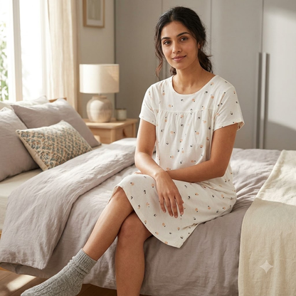 COTTON SHORT NIGHTY-PINK ROSE