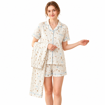 PJ SET WITH SHORTS-PUPPY BEAR WHITE